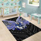 Custom Canterbury-Bankstown Bulldogs Area Rug Bulldog Warrior Polynesia Islander Rugby Mascot