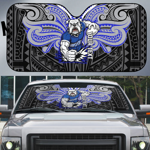 Custom Canterbury-Bankstown Bulldogs Auto Sun Shade Bulldog Warrior Polynesia Islander Rugby Mascot