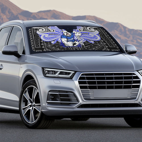 Custom Canterbury-Bankstown Bulldogs Auto Sun Shade Bulldog Warrior Polynesia Islander Rugby Mascot