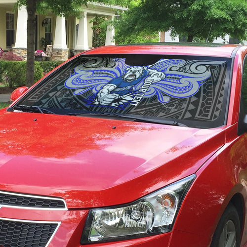 Custom Canterbury-Bankstown Bulldogs Auto Sun Shade Bulldog Warrior Polynesia Islander Rugby Mascot