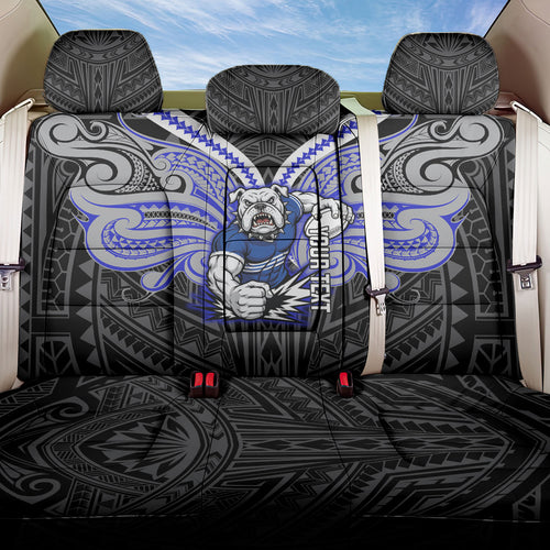 Custom Canterbury-Bankstown Bulldogs Back Car Seat Cover Bulldog Warrior Polynesia Islander Rugby Mascot