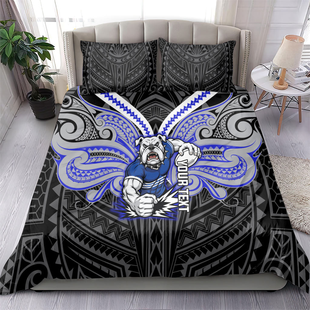 Custom Canterbury-Bankstown Bulldogs Bedding Set Bulldog Warrior Polynesia Islander Rugby Mascot