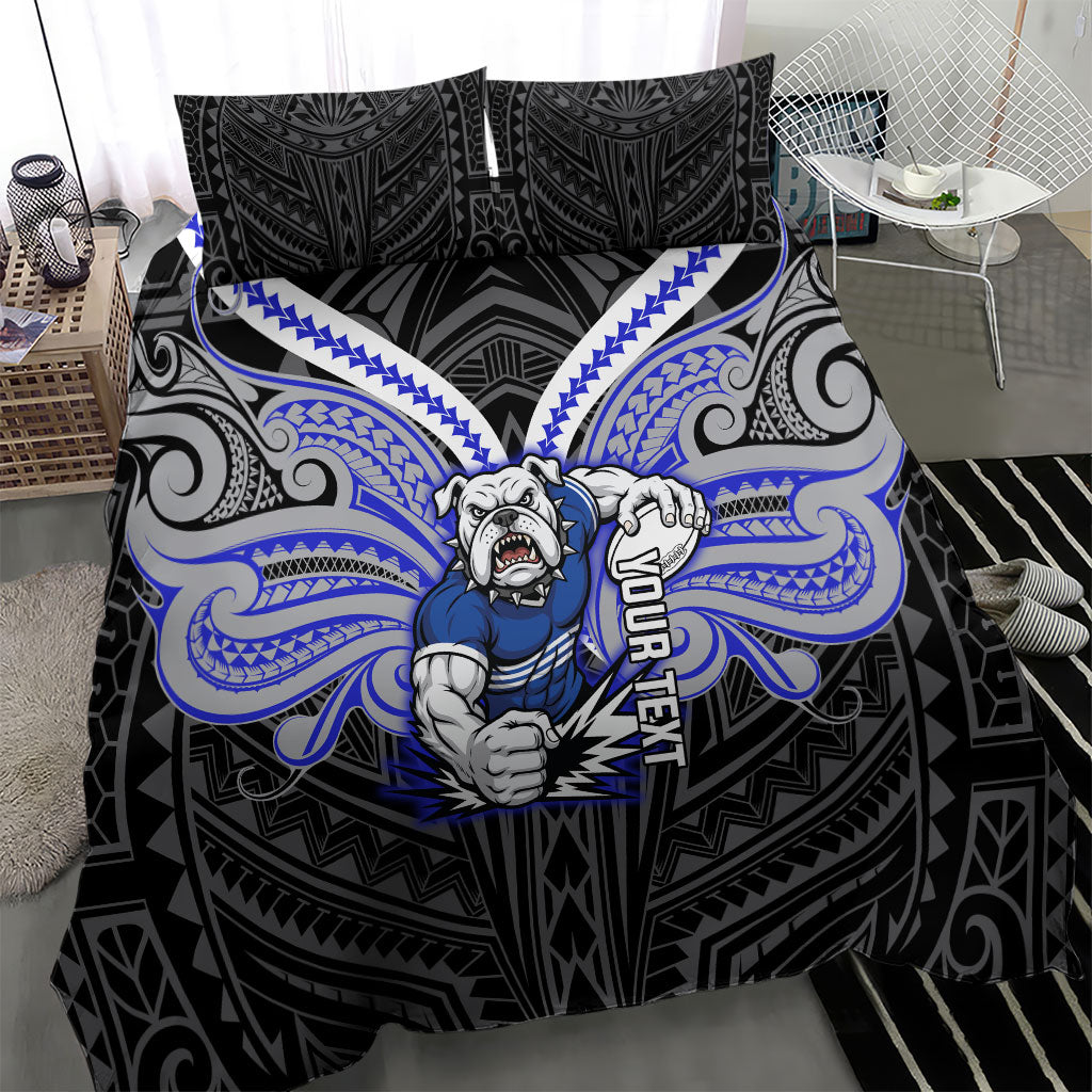 Custom Canterbury-Bankstown Bulldogs Bedding Set Bulldog Warrior Polynesia Islander Rugby Mascot