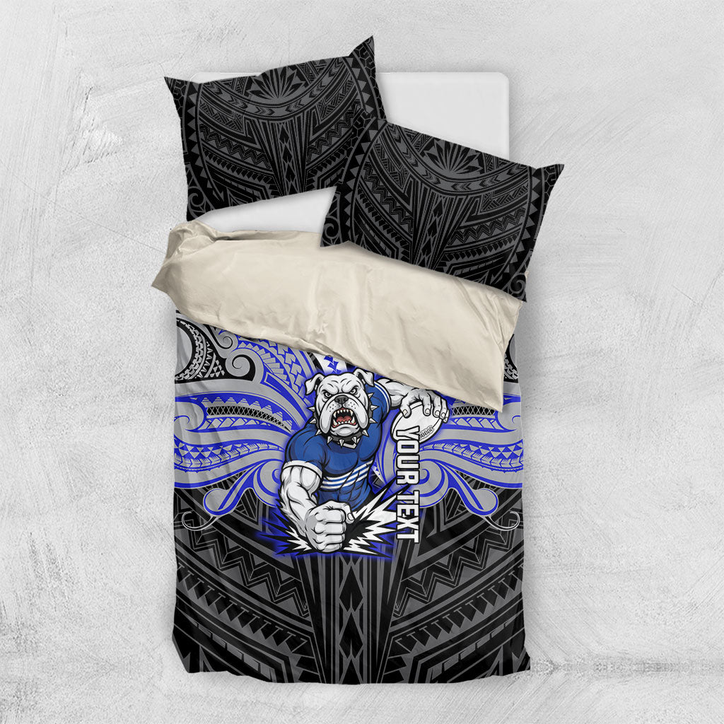 Custom Canterbury-Bankstown Bulldogs Bedding Set Bulldog Warrior Polynesia Islander Rugby Mascot