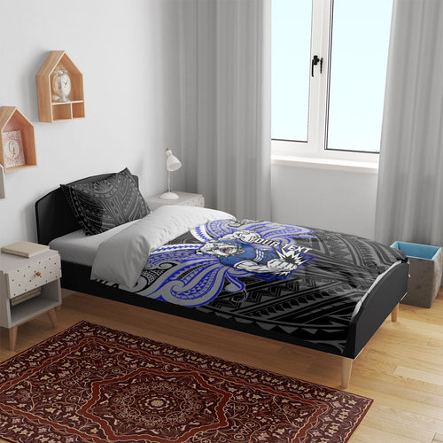 Custom Canterbury-Bankstown Bulldogs Bedding Set Bulldog Warrior Polynesia Islander Rugby Mascot