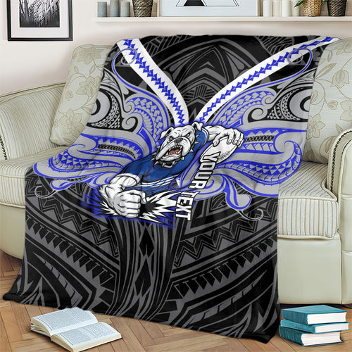Custom Canterbury-Bankstown Bulldogs Blanket Bulldog Warrior Polynesia Islander Rugby Mascot