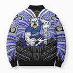 Custom Canterbury-Bankstown Bulldogs Bomber Puffer Jacket Bulldog Warrior Polynesia Islander Rugby Mascot