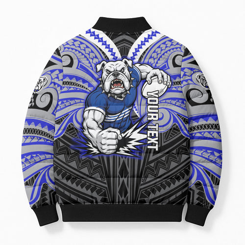 Custom Canterbury-Bankstown Bulldogs Bomber Puffer Jacket Bulldog Warrior Polynesia Islander Rugby Mascot