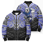 Custom Canterbury-Bankstown Bulldogs Bomber Puffer Jacket Bulldog Warrior Polynesia Islander Rugby Mascot