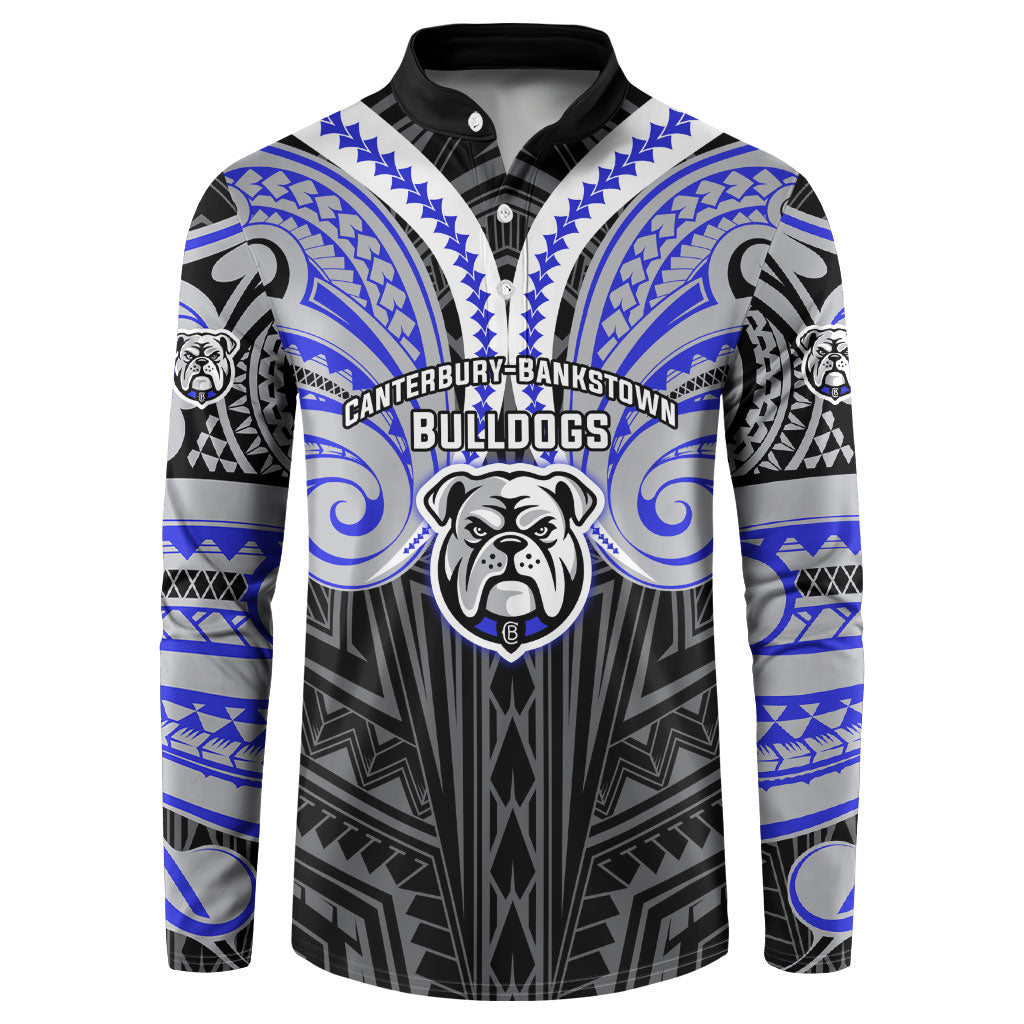 Custom Canterbury-Bankstown Bulldogs Button Sweatshirt Bulldog Warrior Polynesia Islander Rugby Mascot