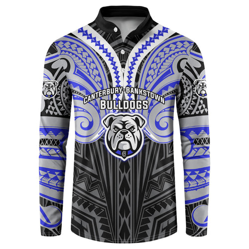 Custom Canterbury-Bankstown Bulldogs Button Sweatshirt Bulldog Warrior Polynesia Islander Rugby Mascot