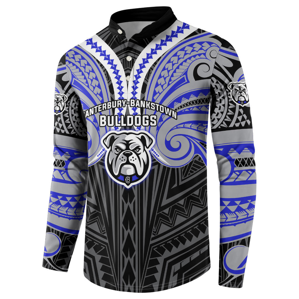 Custom Canterbury-Bankstown Bulldogs Button Sweatshirt Bulldog Warrior Polynesia Islander Rugby Mascot
