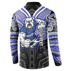 Custom Canterbury-Bankstown Bulldogs Button Sweatshirt Bulldog Warrior Polynesia Islander Rugby Mascot