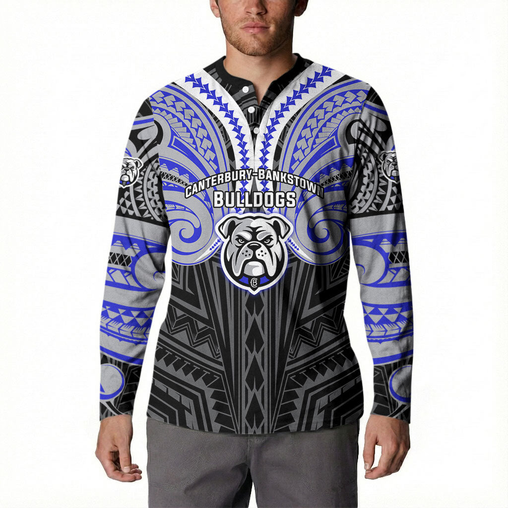 Custom Canterbury-Bankstown Bulldogs Button Sweatshirt Bulldog Warrior Polynesia Islander Rugby Mascot
