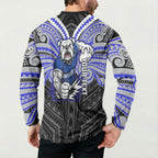 Custom Canterbury-Bankstown Bulldogs Button Sweatshirt Bulldog Warrior Polynesia Islander Rugby Mascot