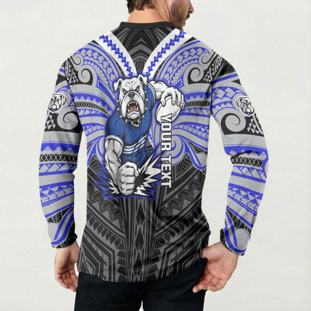 Custom Canterbury-Bankstown Bulldogs Button Sweatshirt Bulldog Warrior Polynesia Islander Rugby Mascot