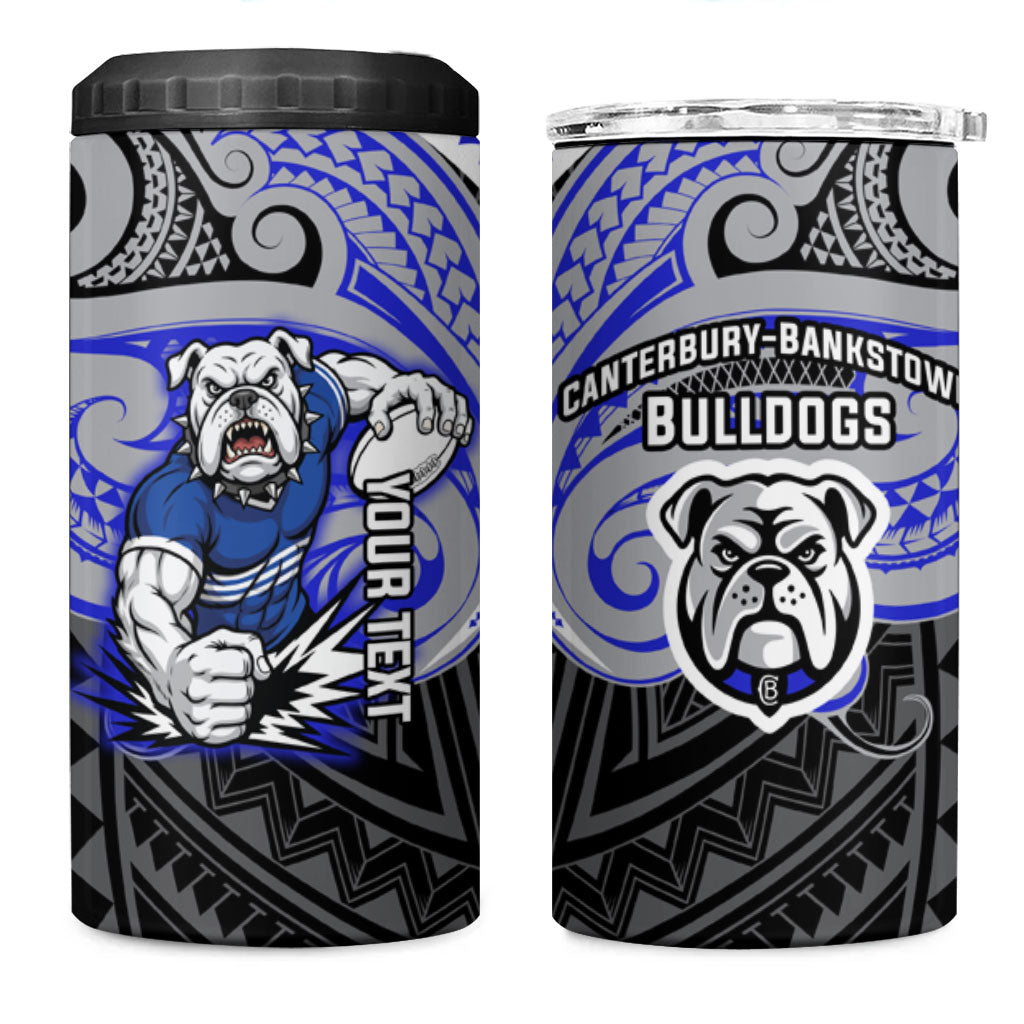 Custom Canterbury-Bankstown Bulldogs 4 in 1 Can Cooler Tumbler Bulldog Warrior Polynesia Islander Rugby Mascot