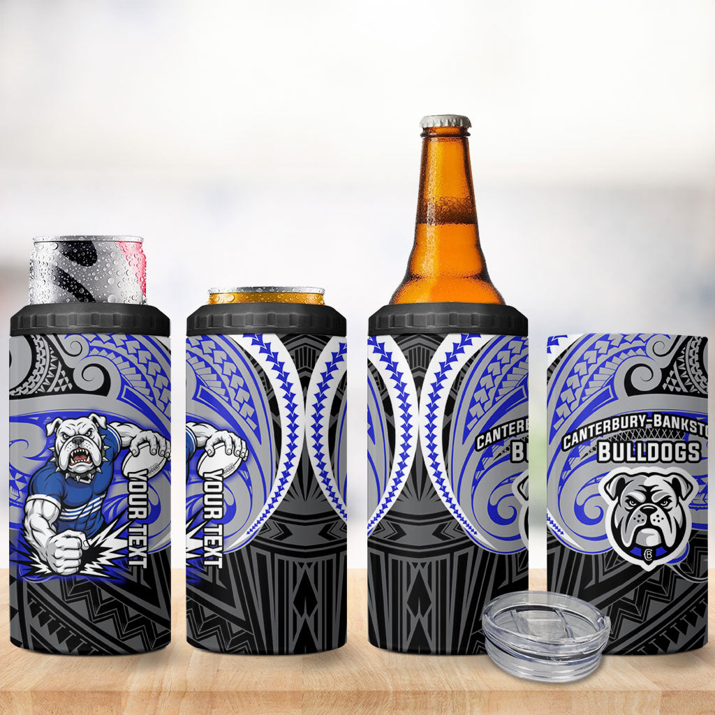 Custom Canterbury-Bankstown Bulldogs 4 in 1 Can Cooler Tumbler Bulldog Warrior Polynesia Islander Rugby Mascot