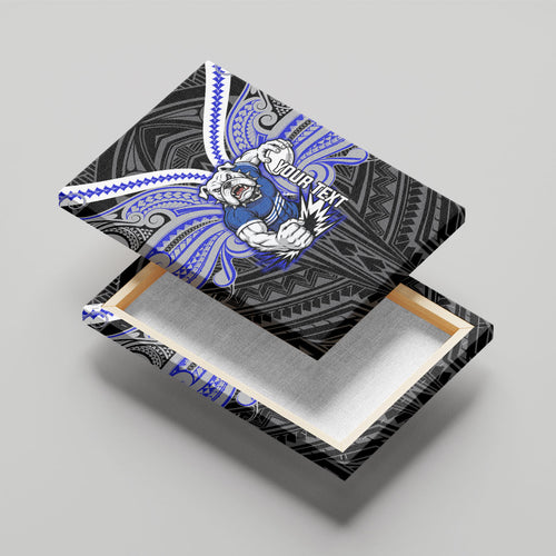 Custom Canterbury-Bankstown Bulldogs Canvas Wall Art Bulldog Warrior Polynesia Islander Rugby Mascot