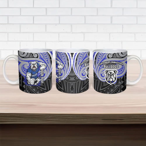 Custom Canterbury-Bankstown Bulldogs Ceramic Mug Bulldog Warrior Polynesia Islander Rugby Mascot
