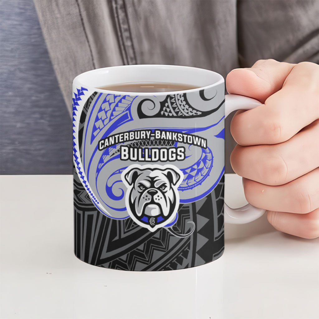 Custom Canterbury-Bankstown Bulldogs Ceramic Mug Bulldog Warrior Polynesia Islander Rugby Mascot
