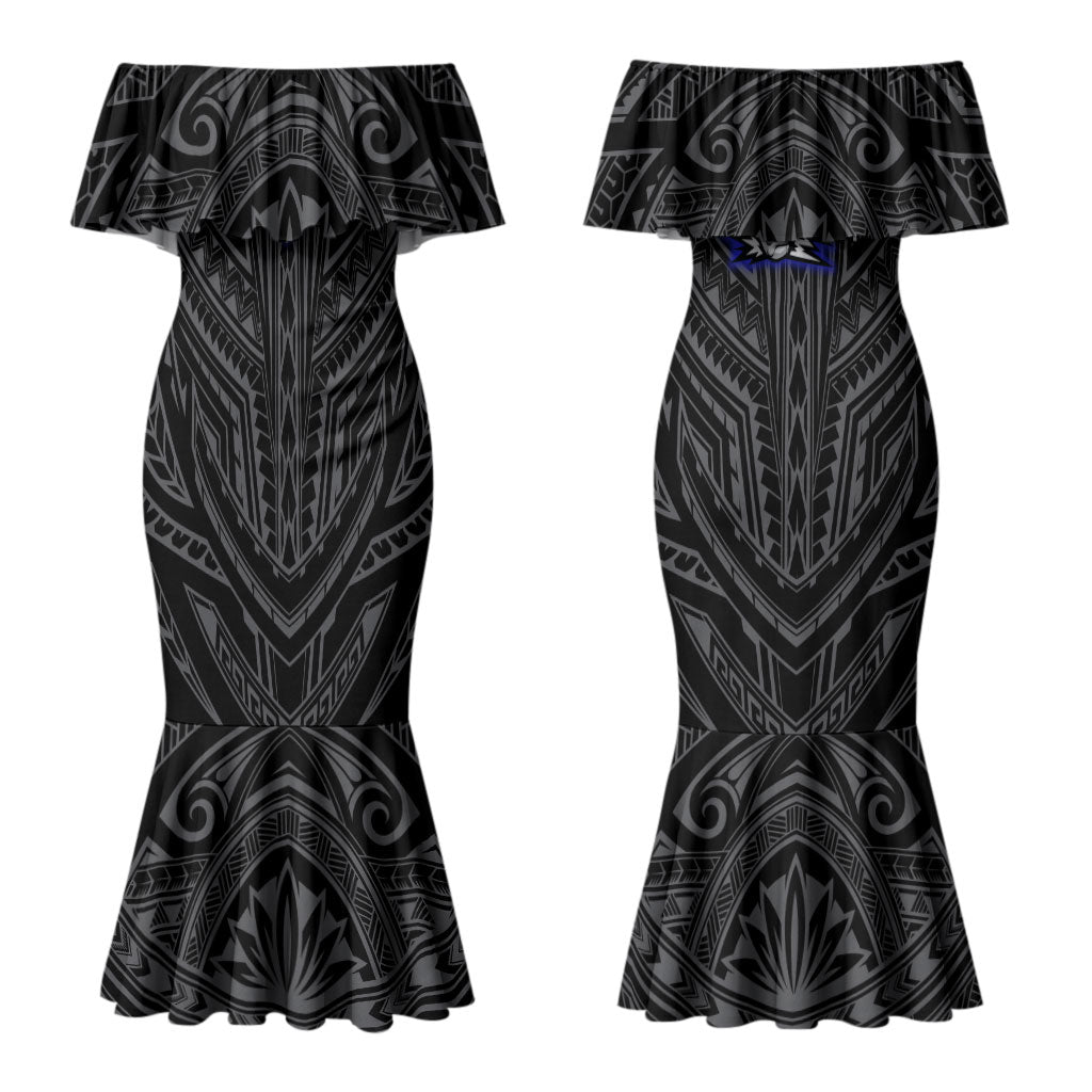 Custom Canterbury-Bankstown Bulldogs Couples Matching Mermaid Dress and Hawaiian Shirt Bulldog Warrior Polynesia Islander Rugby Mascot