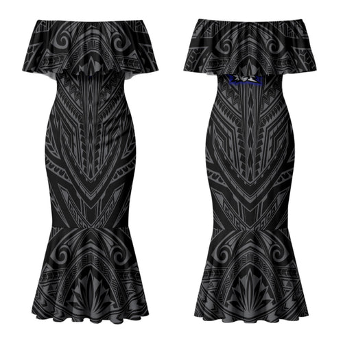 Custom Canterbury-Bankstown Bulldogs Couples Matching Mermaid Dress and Hawaiian Shirt Bulldog Warrior Polynesia Islander Rugby Mascot