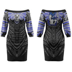 Custom Canterbury-Bankstown Bulldogs Couples Matching Off The Shoulder Long Sleeve Dress and Long Sleeve Button Shirt Bulldog Warrior Polynesia Islander Rugby Mascot
