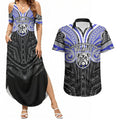 Custom Canterbury-Bankstown Bulldogs Couples Matching Summer Maxi Dress and Hawaiian Shirt Bulldog Warrior Polynesia Islander Rugby Mascot