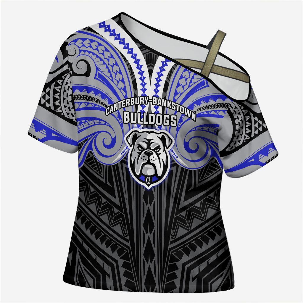 Custom Canterbury-Bankstown Bulldogs Cross Shoulder Shirt Bulldog Warrior Polynesia Islander Rugby Mascot