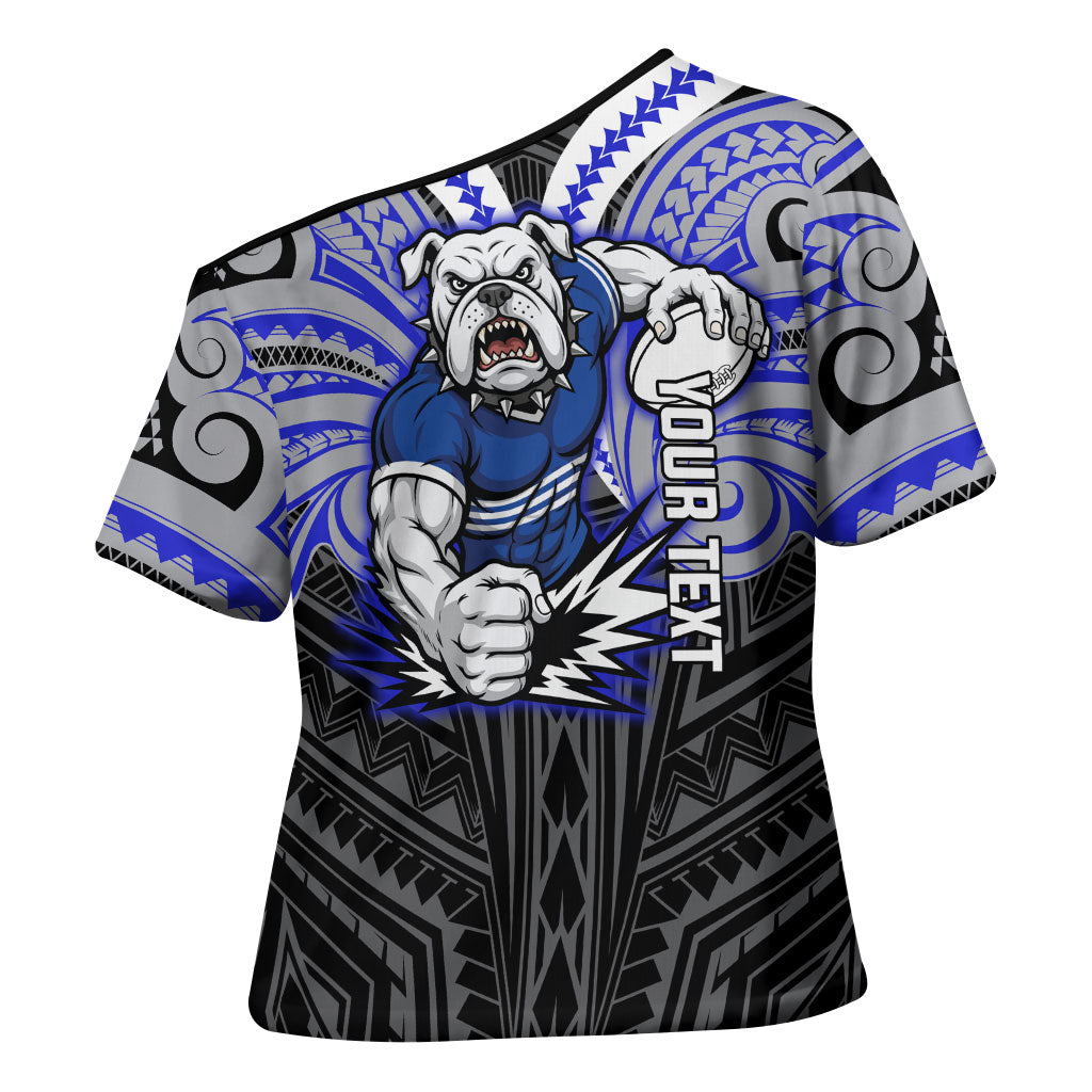 Custom Canterbury-Bankstown Bulldogs Cross Shoulder Shirt Bulldog Warrior Polynesia Islander Rugby Mascot