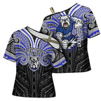Custom Canterbury-Bankstown Bulldogs Cross Shoulder Shirt Bulldog Warrior Polynesia Islander Rugby Mascot