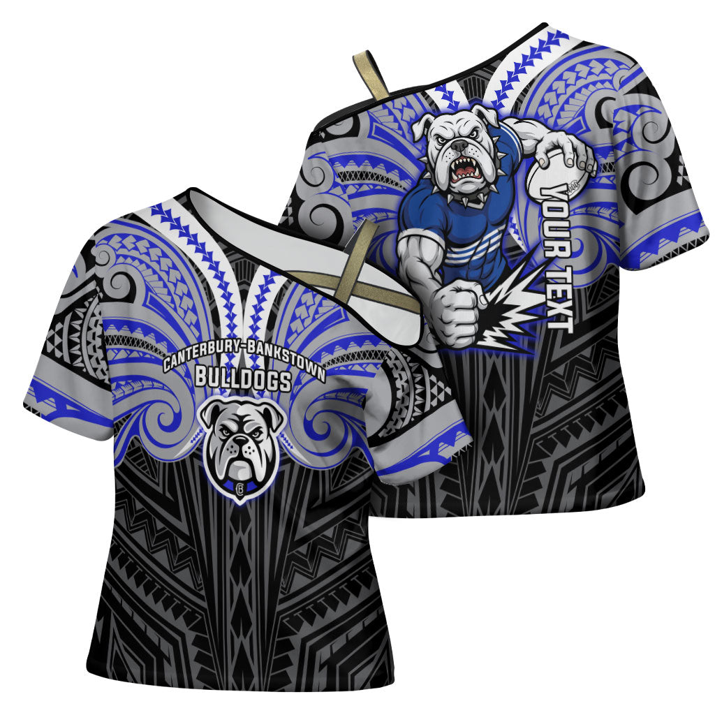 Custom Canterbury-Bankstown Bulldogs Cross Shoulder Shirt Bulldog Warrior Polynesia Islander Rugby Mascot