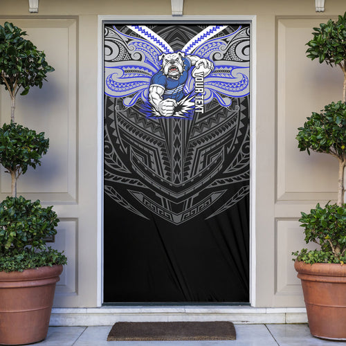 Custom Canterbury-Bankstown Bulldogs Door Cover Bulldog Warrior Polynesia Islander Rugby Mascot