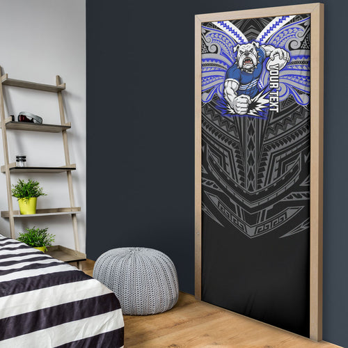Custom Canterbury-Bankstown Bulldogs Door Cover Bulldog Warrior Polynesia Islander Rugby Mascot