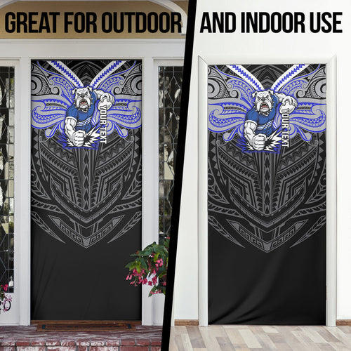 Custom Canterbury-Bankstown Bulldogs Door Cover Bulldog Warrior Polynesia Islander Rugby Mascot