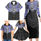 Custom Canterbury-Bankstown Bulldogs Family Matching Long Sleeve Bodycon Dress and Hawaiian Shirt Bulldog Warrior Polynesia Islander Rugby Mascot