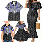 Custom Canterbury-Bankstown Bulldogs Family Matching Mermaid Dress and Hawaiian Shirt Bulldog Warrior Polynesia Islander Rugby Mascot