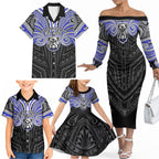 Custom Canterbury-Bankstown Bulldogs Family Matching Off The Shoulder Long Sleeve Dress and Hawaiian Shirt Bulldog Warrior Polynesia Islander Rugby Mascot