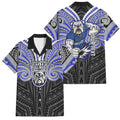 Custom Canterbury-Bankstown Bulldogs Family Matching Off Shoulder Short Dress and Hawaiian Shirt Bulldog Warrior Polynesia Islander Rugby Mascot