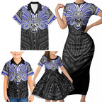Custom Canterbury-Bankstown Bulldogs Family Matching Short Sleeve Bodycon Dress and Hawaiian Shirt Bulldog Warrior Polynesia Islander Rugby Mascot