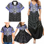 Custom Canterbury-Bankstown Bulldogs Family Matching Summer Maxi Dress and Hawaiian Shirt Bulldog Warrior Polynesia Islander Rugby Mascot