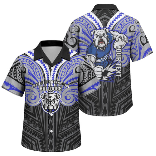Custom Canterbury-Bankstown Bulldogs Family Matching Summer Maxi Dress and Hawaiian Shirt Bulldog Warrior Polynesia Islander Rugby Mascot