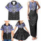 Custom Canterbury-Bankstown Bulldogs Family Matching Tank Maxi Dress and Hawaiian Shirt Bulldog Warrior Polynesia Islander Rugby Mascot