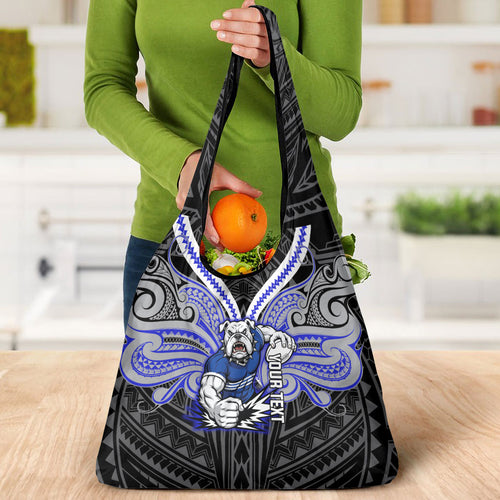 Custom Canterbury-Bankstown Bulldogs Grocery Bag Bulldog Warrior Polynesia Islander Rugby Mascot