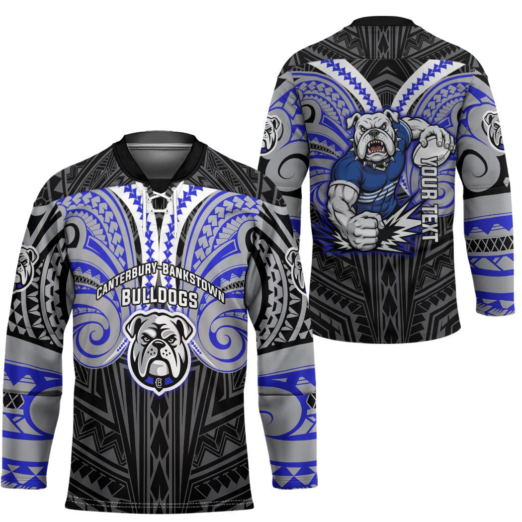 Custom Canterbury-Bankstown Bulldogs Hockey Jersey Bulldog Warrior Polynesia Islander Rugby Mascot