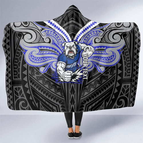 Custom Canterbury-Bankstown Bulldogs Hooded Blanket Bulldog Warrior Polynesia Islander Rugby Mascot