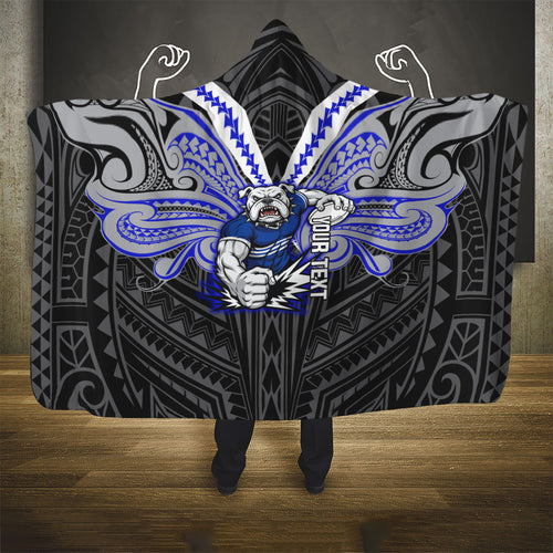 Custom Canterbury-Bankstown Bulldogs Hooded Blanket Bulldog Warrior Polynesia Islander Rugby Mascot