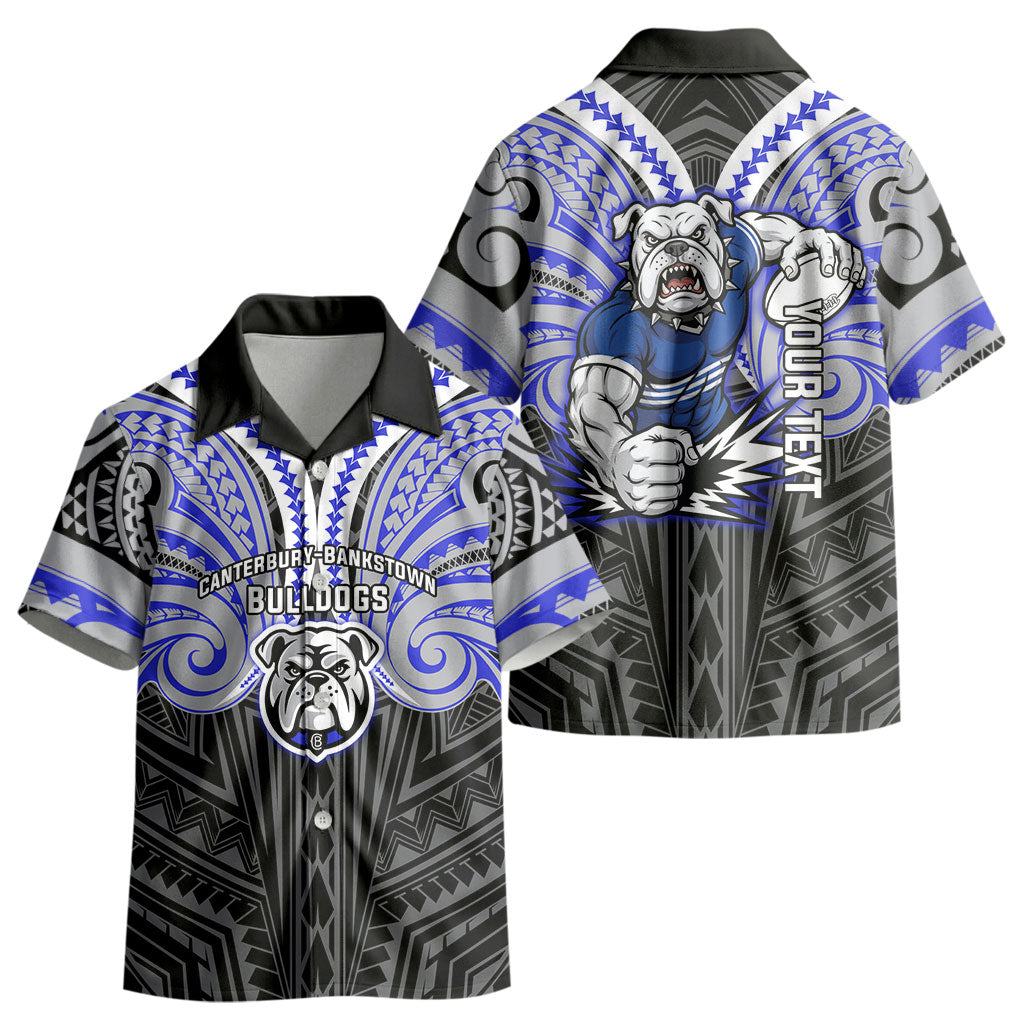 Custom Canterbury-Bankstown Bulldogs Kid Hawaiian Shirt Bulldog Warrior Polynesia Islander Rugby Mascot