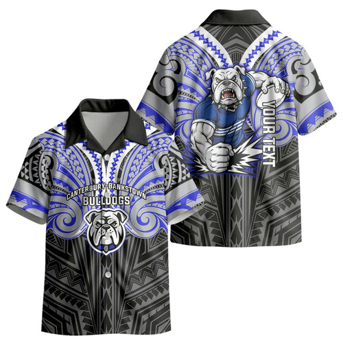 Custom Canterbury-Bankstown Bulldogs Kid Hawaiian Shirt Bulldog Warrior Polynesia Islander Rugby Mascot